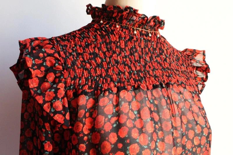 Red and black floral Bershka blouse – photo 3
